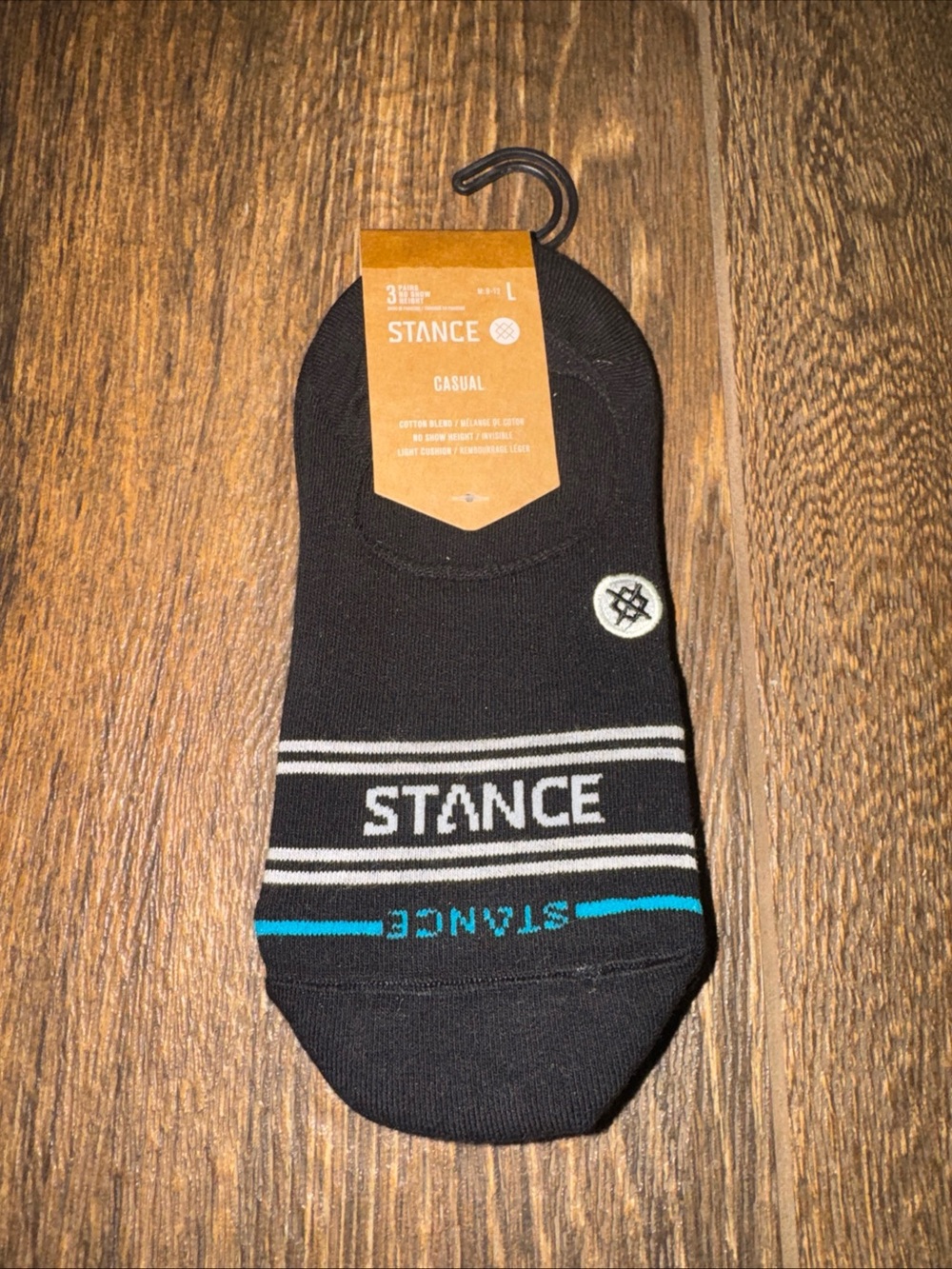 Stance Casual No-Show Socks in Black with White and Teal Accents